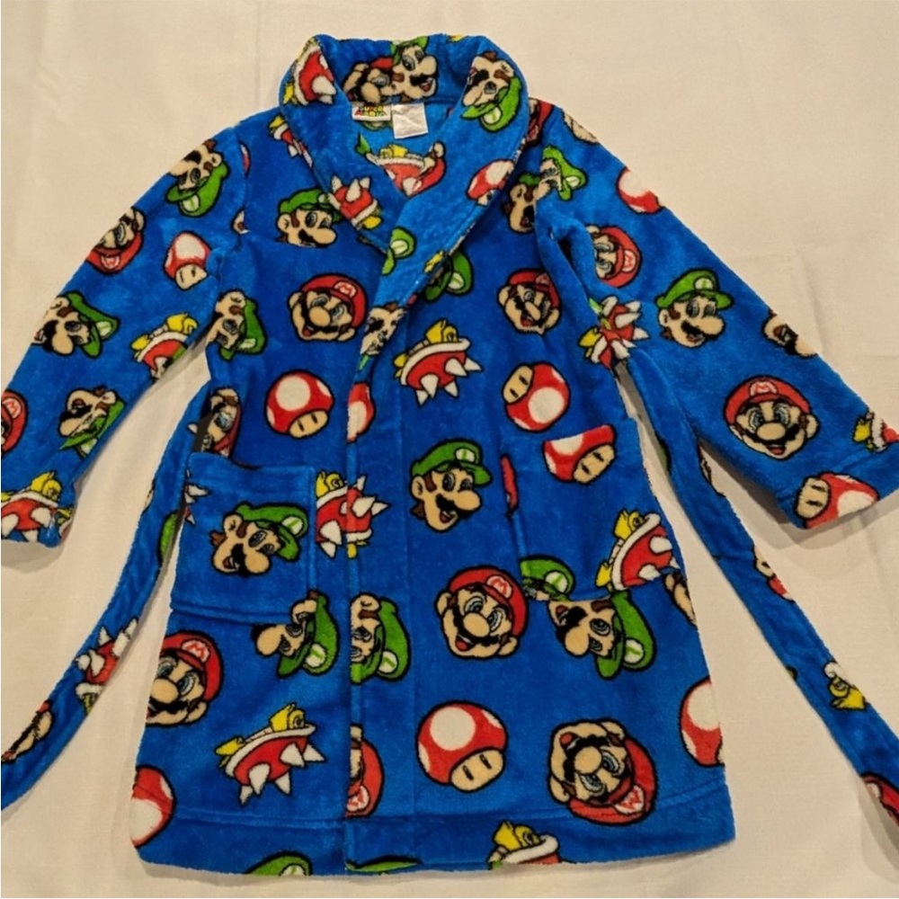 Super Mario Kid's Fleece Bathrobe w/ Tie Boy's Size 8